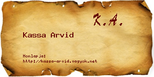 Kassa Arvid névjegykártya